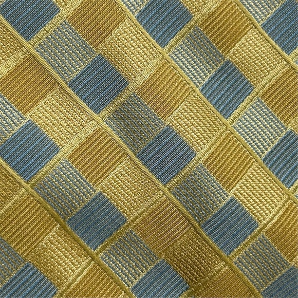 Haggard Men's Silk Necktie Blue Gold Silver Checkered Handmade Designer Tie - Picture 6 of 10